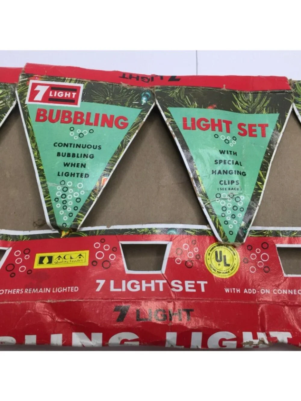 Vintage Christmas 7 Continuous Bubbling Bubble Lights Empty Box